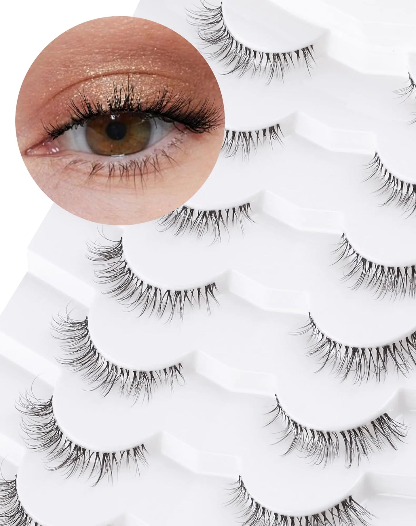 Natural Wispy Cat Eye Lashes, Mink-Style Natural False Eyelashes – KD292