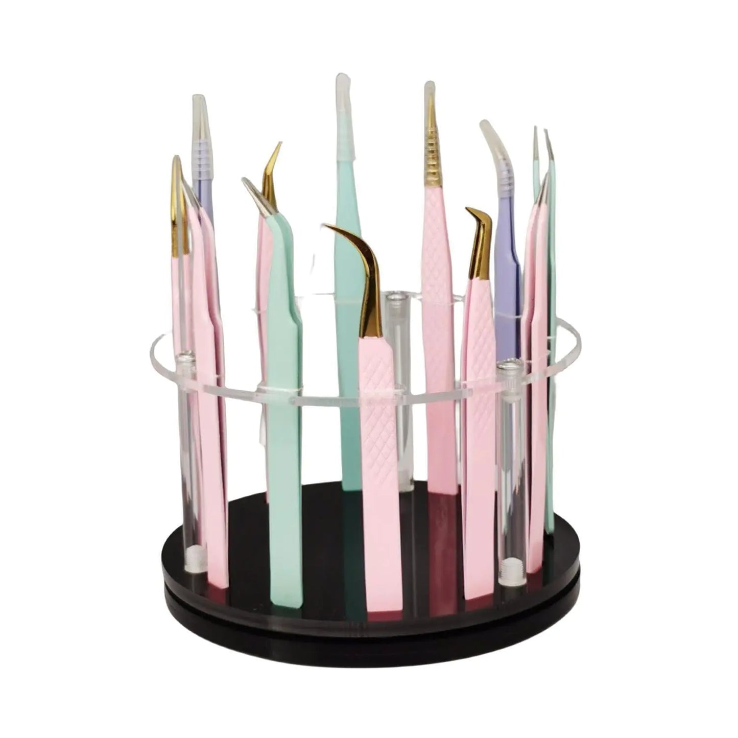 LIXIMMAZN 12-Hole Rotatable Acrylic Tweezer Holder – Black